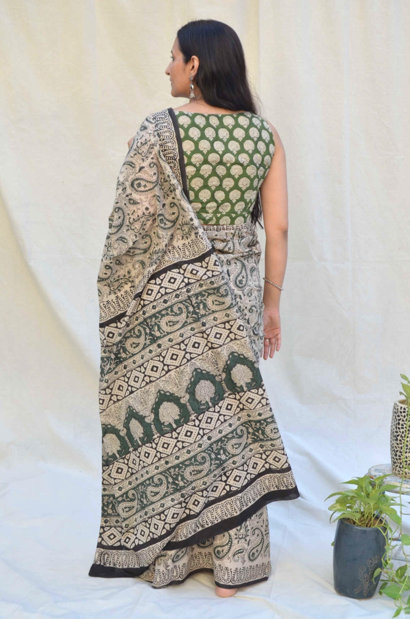 Indian Cotton Saree Pure Bagru Printed Fashion Sari With Blouse Piece  Ethnic Her | eBay