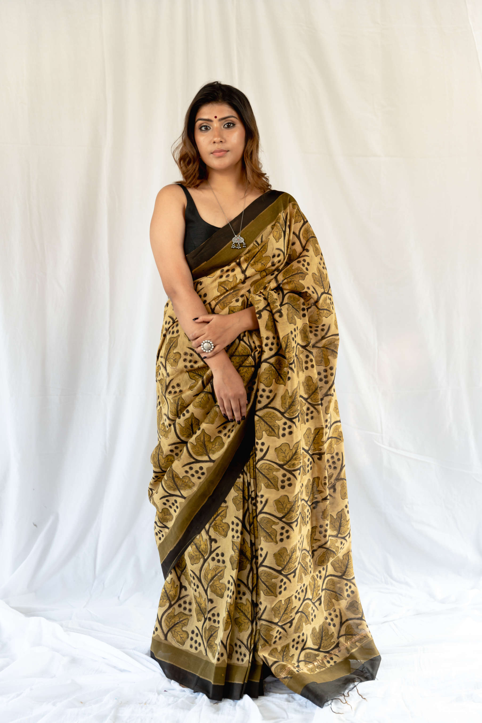 Mustard Yellow Khaddi Georgette Banarasi Silk Saree – STORI